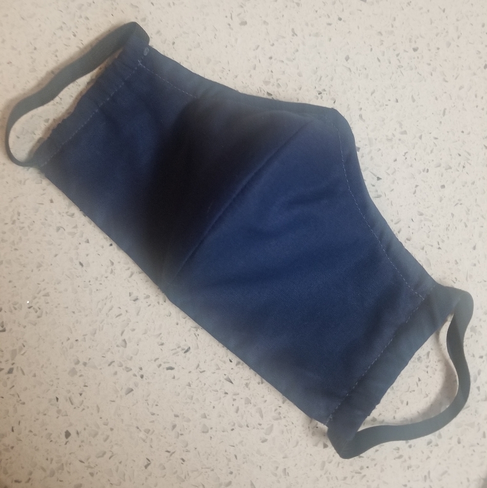 Solid Navy 3 layer reusable mask, nose wire+pocket